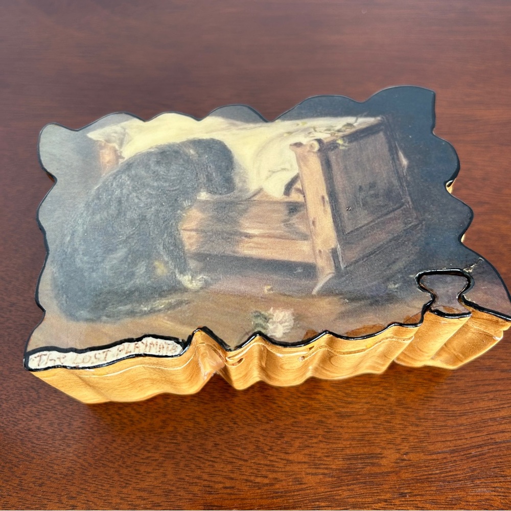 Wood Puzzle Trinket Jewellery Box with Lacquered Top The Lost Playmate